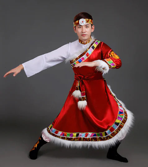 Men's Tibetan Dance Costume and Mongolian Performance Outfit