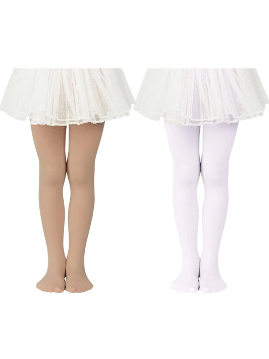 Century Star Toddler Tights 4T 3T 2T Ballet Tights for Girls Ultra- Soft Dance Tight Girls Leggings Ice Skating Tights 2 Pack Nude & White 9-14 Years