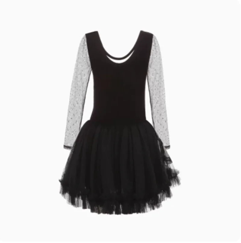 Children's Long Sleeve Latin Dance Training Skirt Outfit