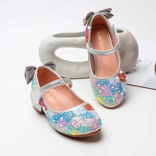 Girls' Sequin Dance Shoes with Crystal Heels