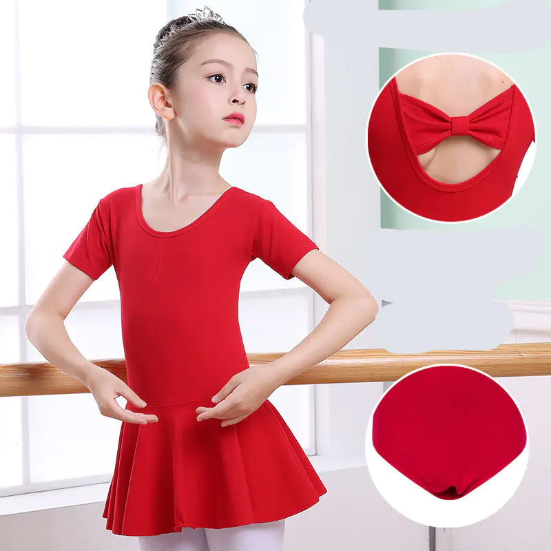 Girls' Short-Sleeved Tutu Dance Practice Clothes