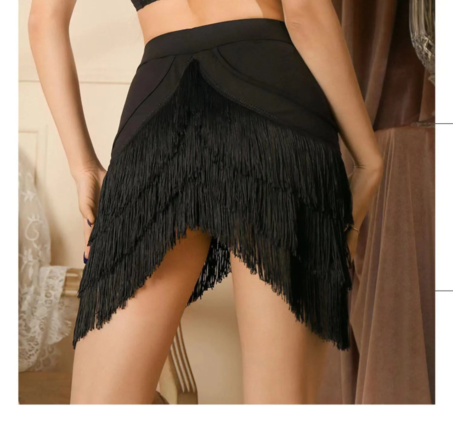 Fringed Half Length Dance Skirt for Professionals