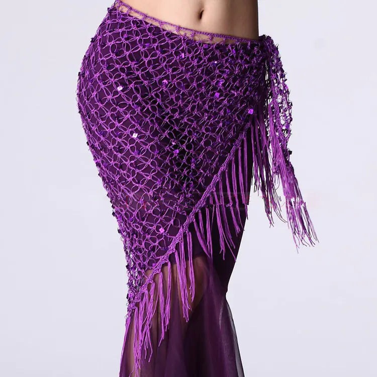 Belly Dance Costume with Triangle Scarf and Sequins