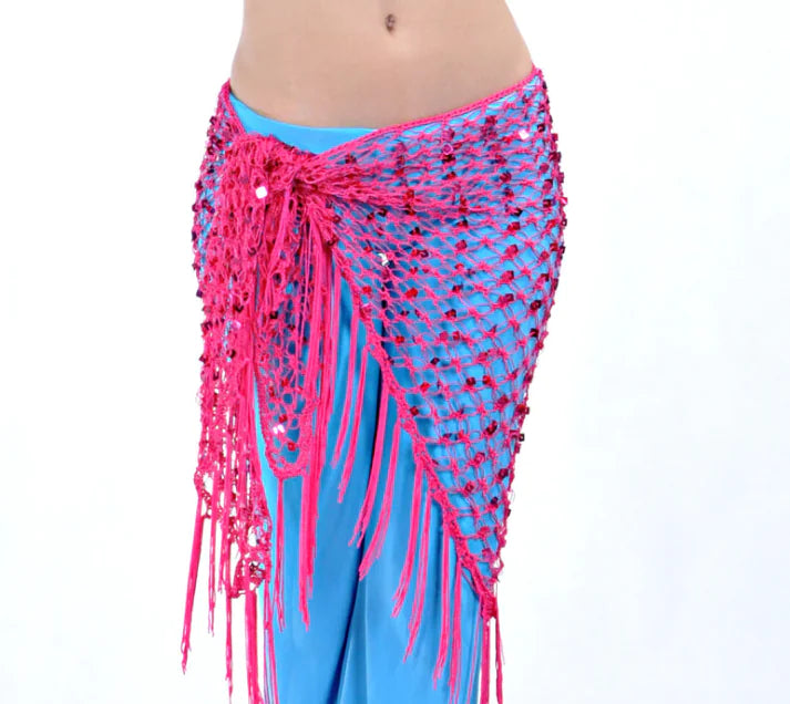 Belly Dance Costume with Triangle Scarf and Sequins