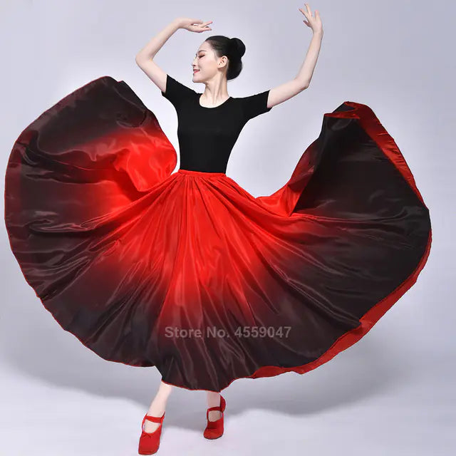 Women's Gradient Color Flamenco Dance Skirt