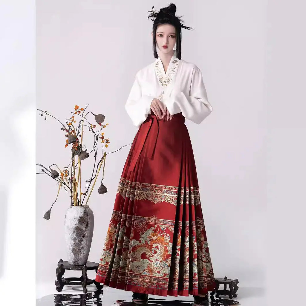 "Su Yu Hua Chang Dragon Dance Hanfu Skirt for Women"