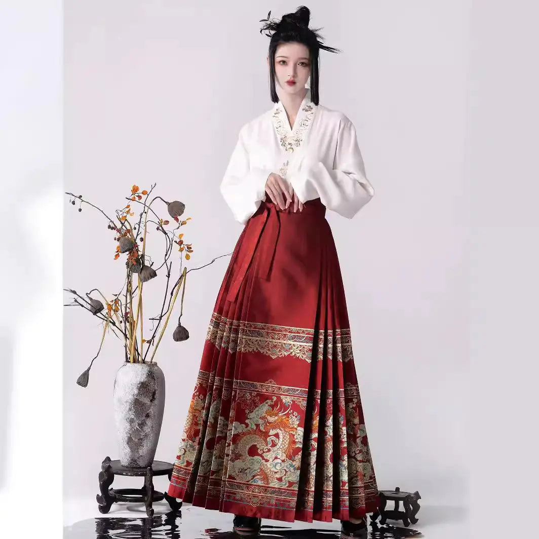 "Su Yu Hua Chang Dragon Dance Hanfu Skirt for Women"
