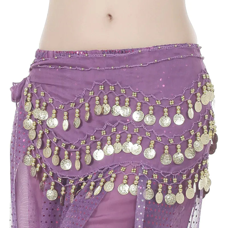 Three-layer Gold Coin Waistband for Dance Practice