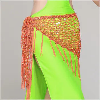 Belly Dance Costume with Triangle Scarf and Sequins