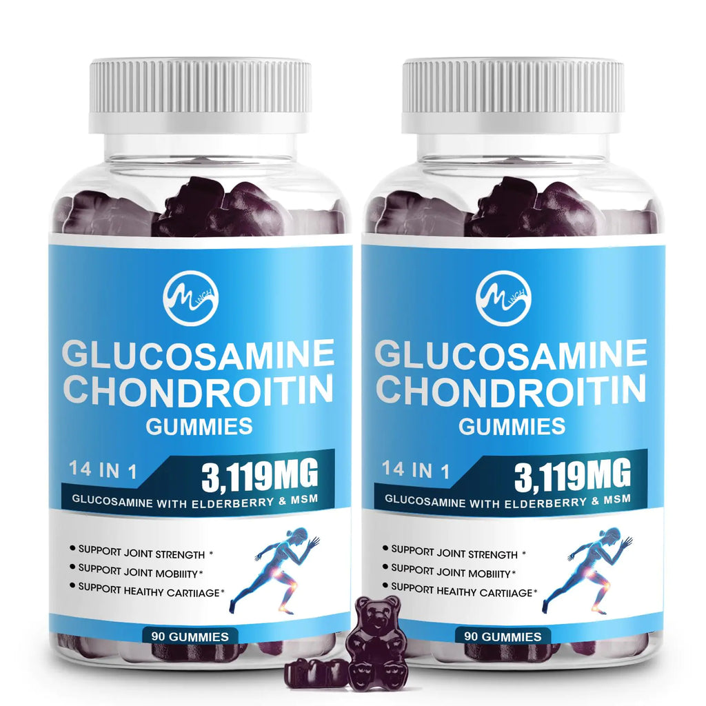Glucosamine Chondroitin Gummies 1500mg Glucosamine & 1000mg MSM per Serving Joint Support Supplement for Adults Elderberry Flavor 90 Servings(Pack of 2)