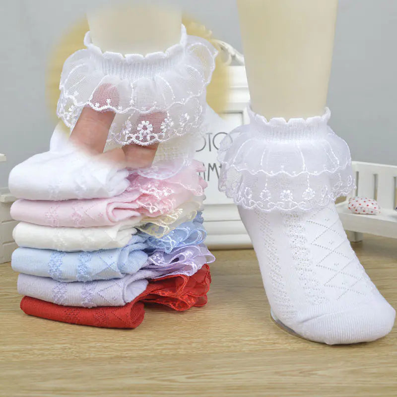 Children's White Lace Latin Dance Socks