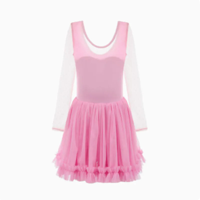 Children's Long Sleeve Latin Dance Training Skirt Outfit