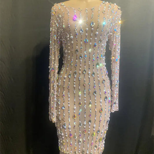 Rhinestone Short Party Dress for Women's Birthday