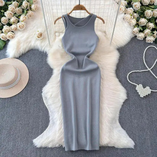 Women's Vintage Color Block Bodycon Party Dress