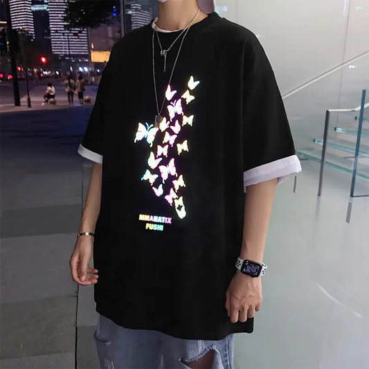 Reflective Butterfly Short Sleeve T-Shirt for Men