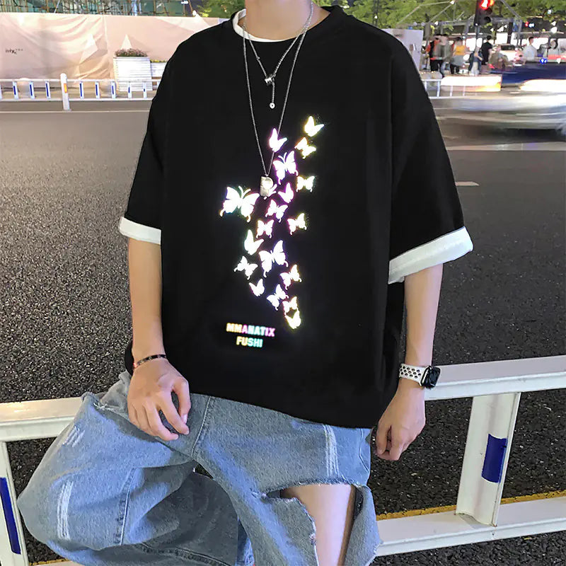 Reflective Butterfly Short Sleeve T-Shirt for Men