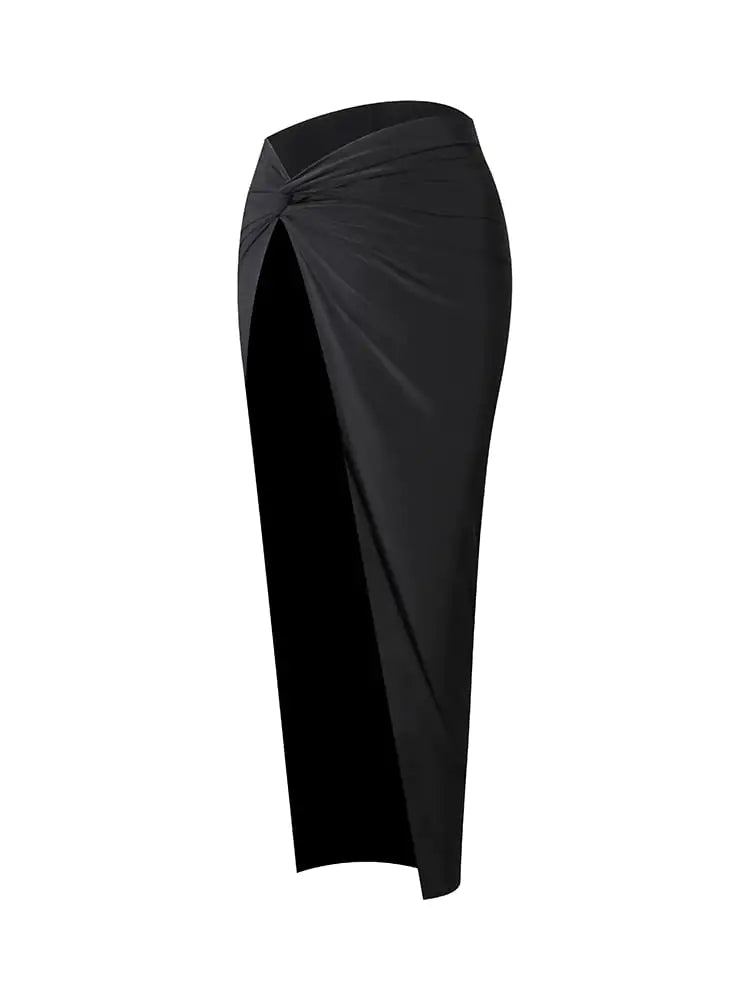Knotted Latin Dance Dress with High Waist Half Skirt
