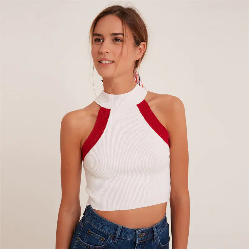 Summer Women's Sleeveless Crop Top with Hollow Design