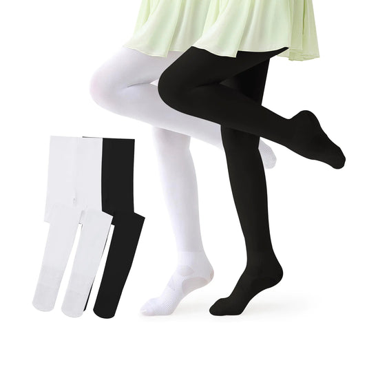 Honeysea Ballet Tights for Girls - Girls Dance Tights Black Tights for Girls Toddler Ballet Tights White Tights for Girls Toddler Ballet Outfit White/Black XXS