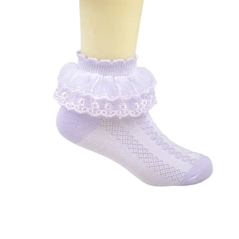 Children's White Lace Latin Dance Socks
