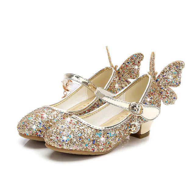 Princess Butterfly High Heel Dance Shoes for Girls
