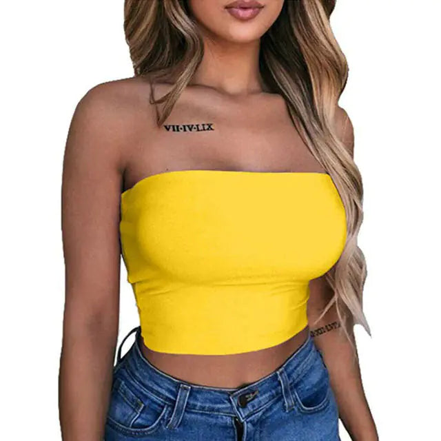 Solid Color Off-Shoulder Crop Top