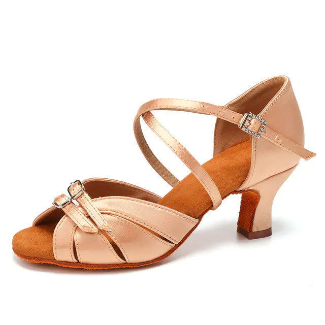 Women's Latin Dance Shoes with Soft Sole and Mid Heels
