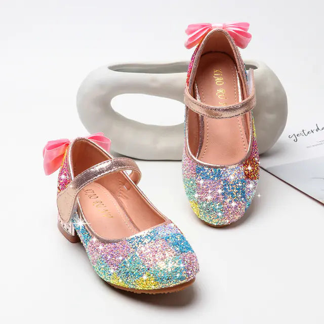 Girls' Sequin Dance Shoes with Crystal Heels