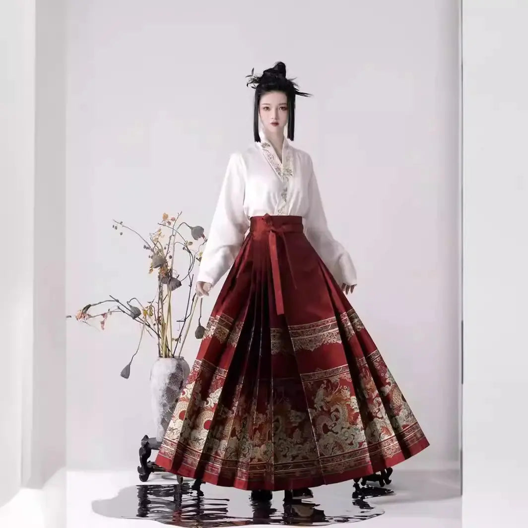 "Su Yu Hua Chang Dragon Dance Hanfu Skirt for Women"