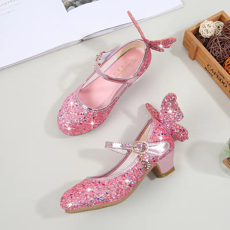 Princess Butterfly High Heel Dance Shoes for Girls