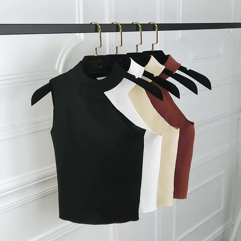 Versatile Off-Shoulder Crop Top with Knitted Tank