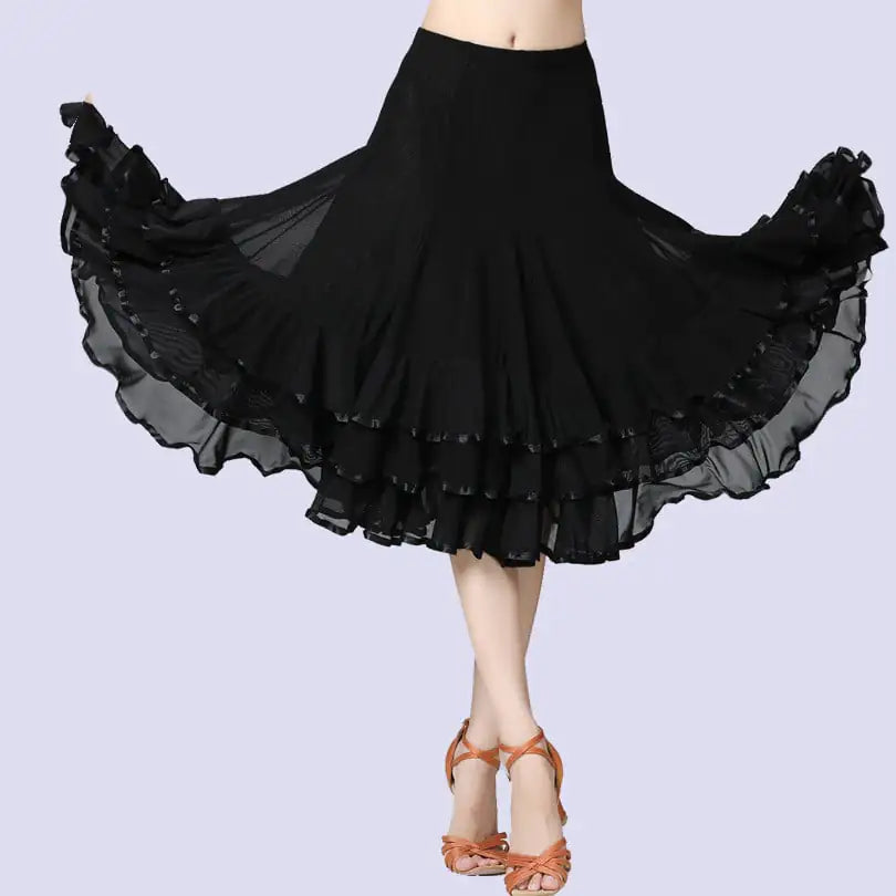 Large Mesh Swing Latin Dance Skirt (Half-Length)