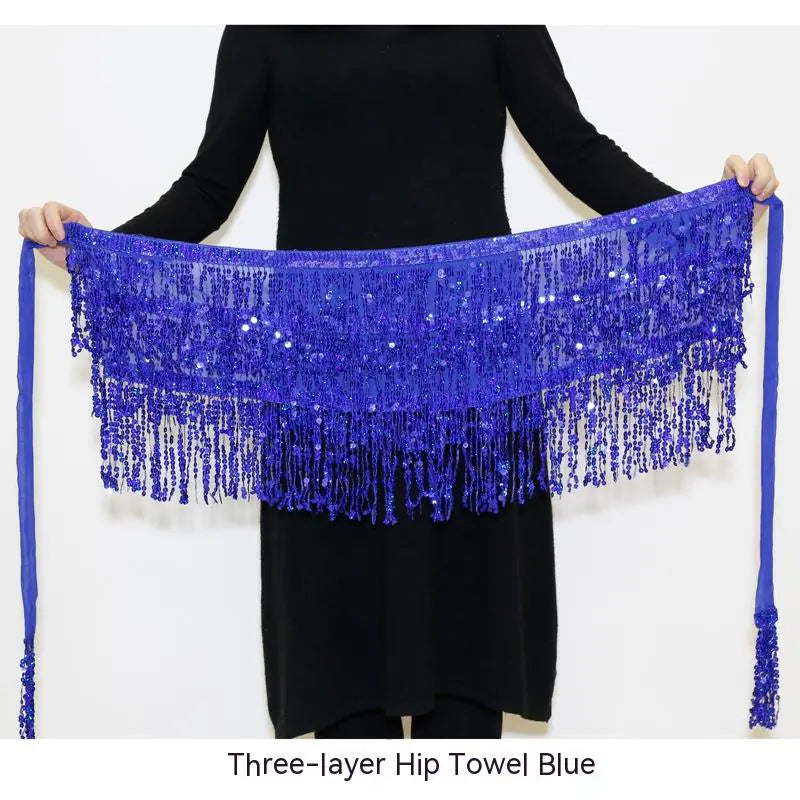 Halloween Belly Dance Costume with Sequined Hip Skirt