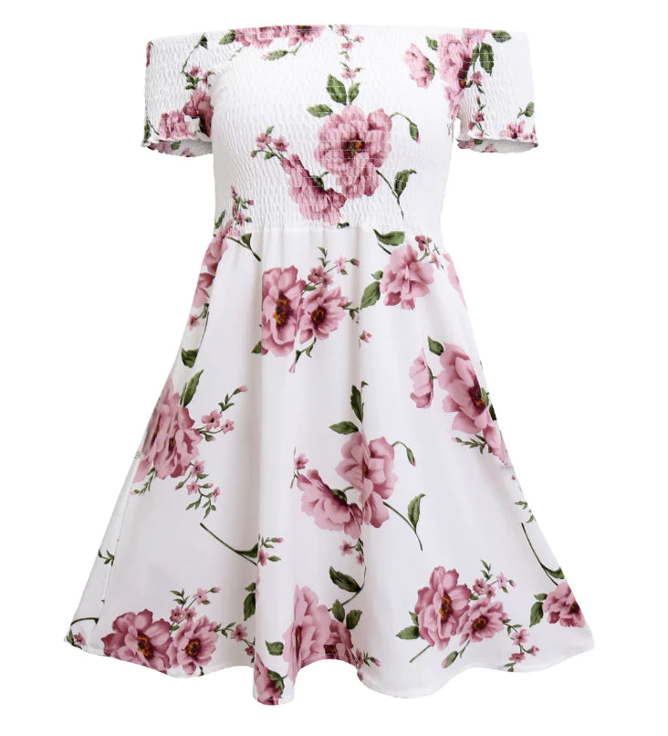 Off-Shoulder Printed Dress