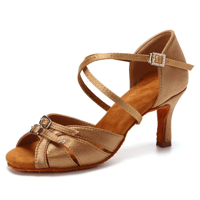 Women's Latin Dance Shoes with Soft Sole and Mid Heels