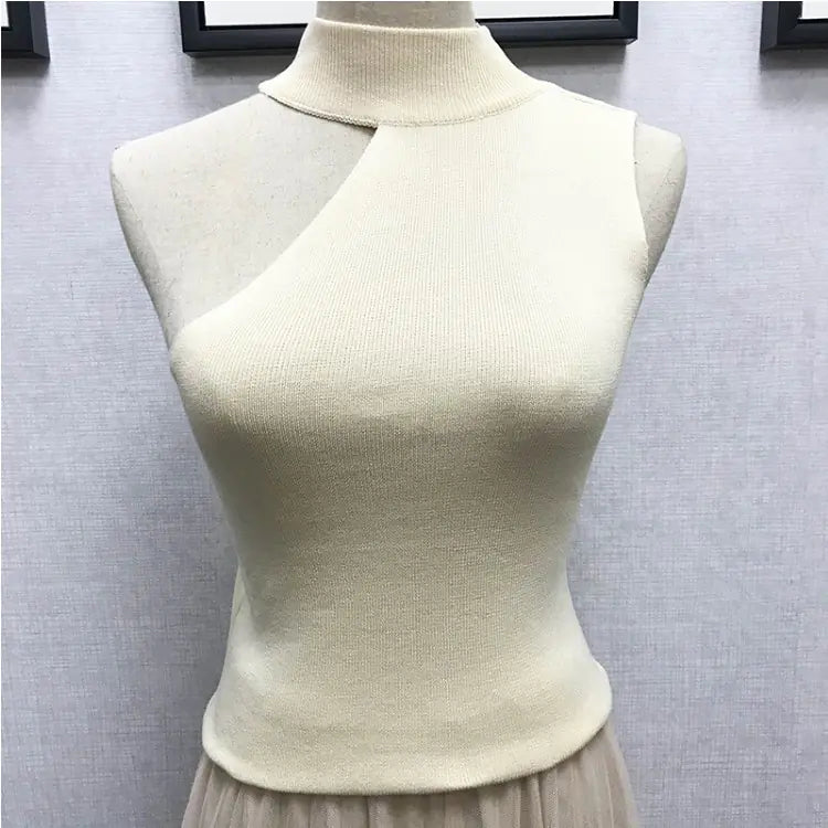 Versatile Off-Shoulder Crop Top with Knitted Tank
