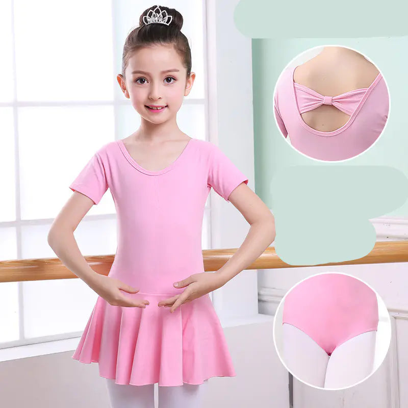 Girls' Short-Sleeved Tutu Dance Practice Clothes