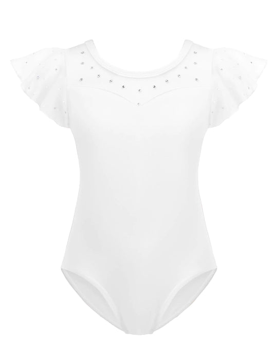 Zaclotre Girls Ruffle Sleeve Ballet Leotards Toddler Mesh Dance Leotard Sparkly Gymnastics Outfits