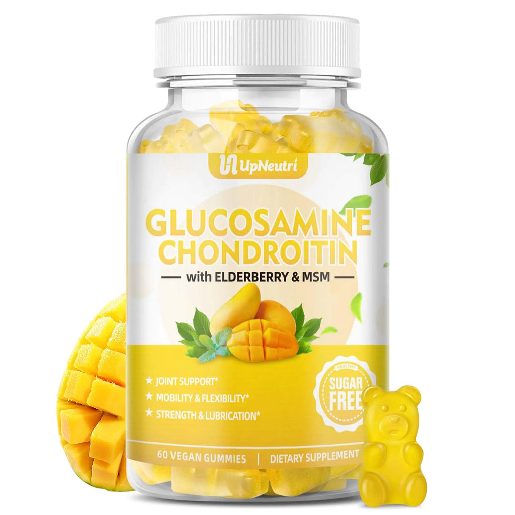 Sugar Free Glucosamine Chondroitin Gummies Extra Strength 1500mg Glucosamine with Chondroitin MSM & Elderberry & Turmeric Joint Support Supplement for Men & Women Move Free Joint Health