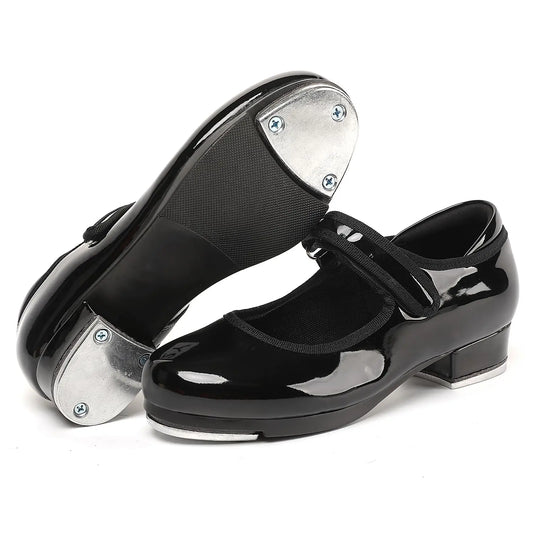 foralod Tap Shoes for Girls Boys Kids Tap Dance Shoes for Toddler Velcro Easy Strap Mary Jane Tap Shoes for Girls Black
