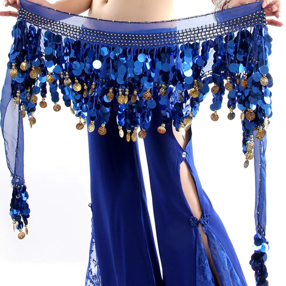 Chiffon Belly Dance Hip Scarf and Waist Chain