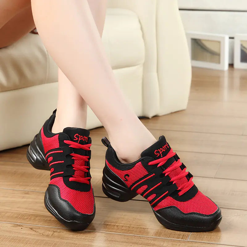 Breathable Mesh Mid-Heel Dance Shoes for Women