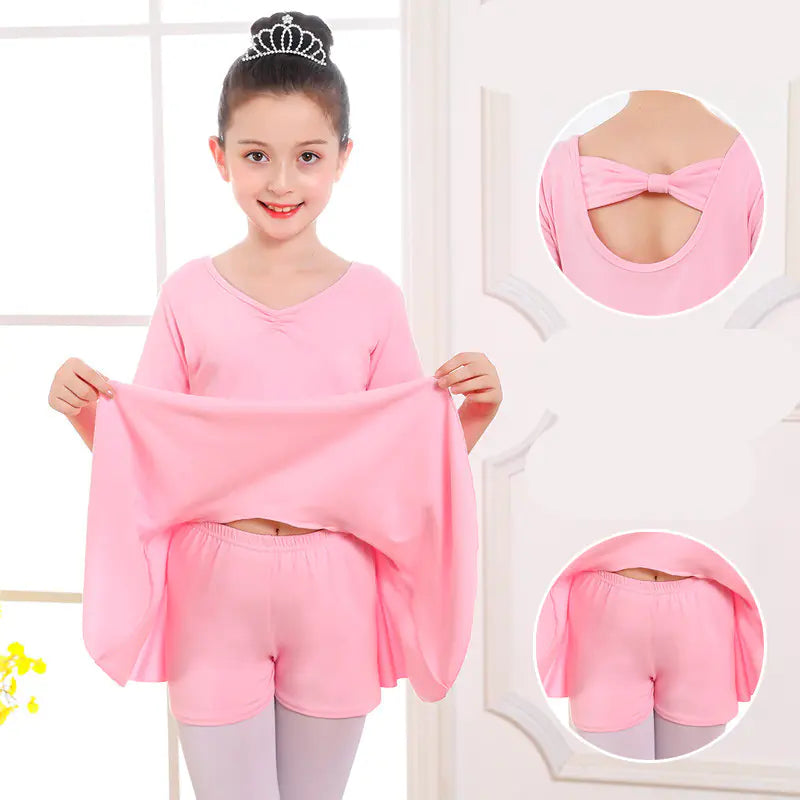 Girls' Short-Sleeved Tutu Dance Practice Clothes