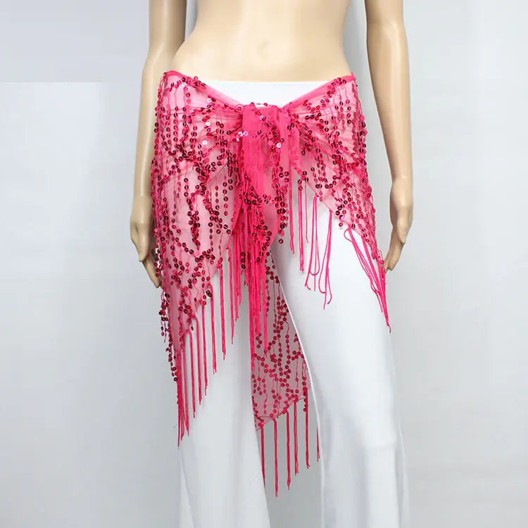 Belly Dance Sequins Triangular Waist Scarf for Performance
