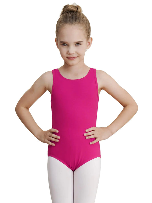 WEGETIT Gymnastics Leotards for Girls Gymnastics Ballet Sleeveless Tanktop Leotard (Hot Pink 12-14 Years)