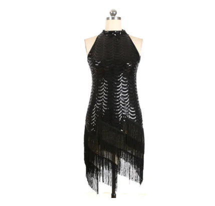 Sequin Tassel Skirt, Latin Dance Dress, Evening Gown