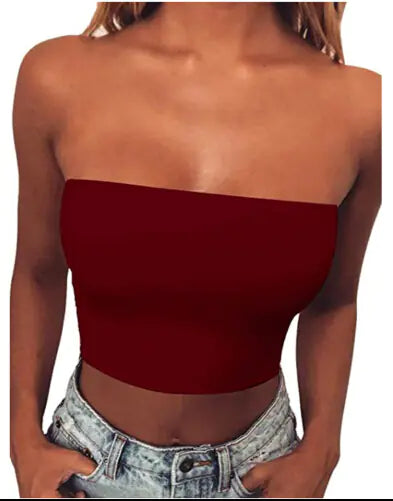 Solid Color Off-Shoulder Crop Top