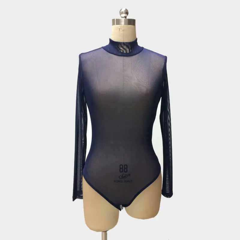 Women's Long Sleeve Mesh Bodysuit for Dance Performances