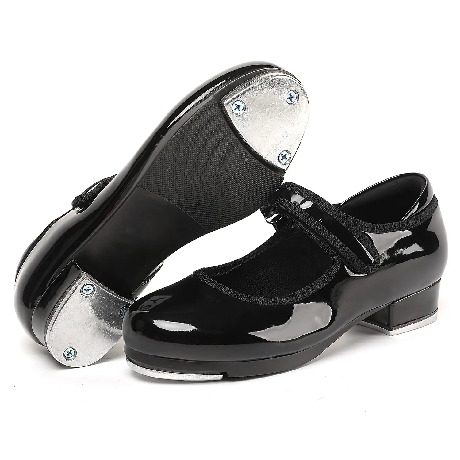 foralod Tap Shoes for Girls Boys Kids Tap Dance Shoes for Toddler Velcro Easy Strap Mary Jane Tap Shoes for Girls Black