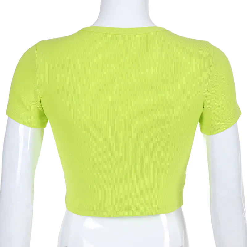 2020 Women's Fashion Crop Top Embroidered T-Shirt